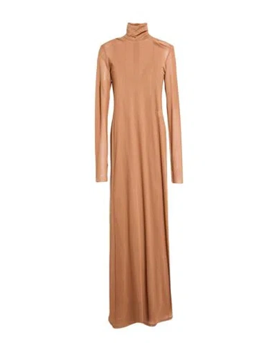 Alysi Crème Woman Maxi Dress Camel Size 4 Polyester, Elastane In Beige