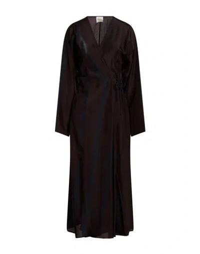 Alysi Crème Woman Maxi Dress Dark Brown Size 0 Silk