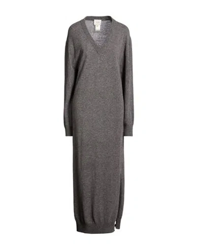 Alysi Crème Woman Maxi Dress Grey Size M Merino Wool, Cashmere In Gray