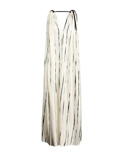 Alysi Crème Woman Maxi Dress Off White Size 10 Silk