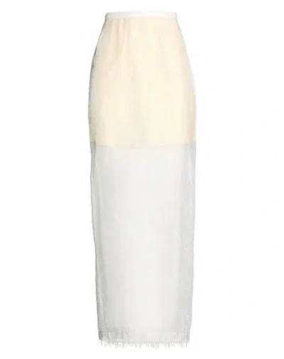 Alysi Crème Woman Maxi Skirt Beige Size 6 Cupro, Polyamide In Neutral