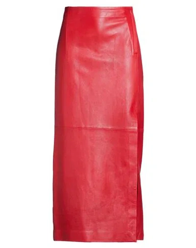 Alysi Crème Woman Maxi Skirt Copper Size 4 Leather In Red