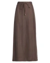 Alysi Crème Woman Maxi Skirt Dark Brown Size 10 Silk In Brown