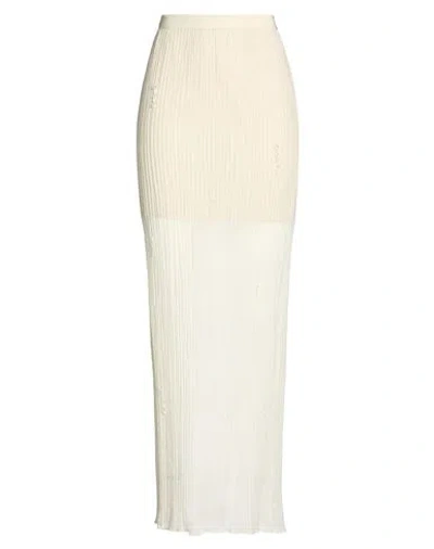 Alysi Crème Woman Maxi Skirt Ivory Size 6 Virgin Wool, Silk In White