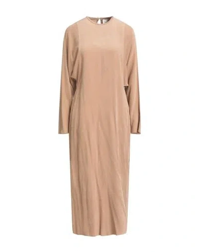 Alysi Crème Woman Midi Dress Camel Size 6 Viscose, Cotton In Neutral
