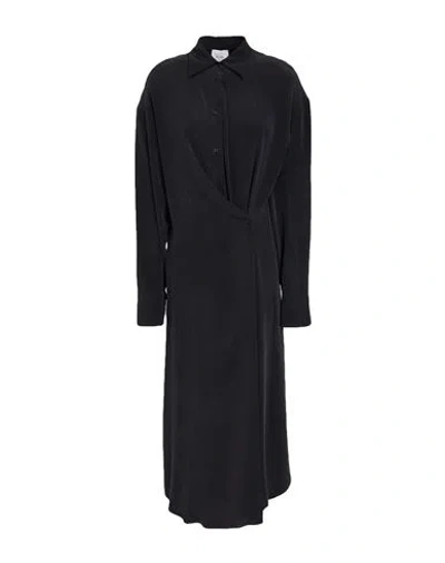Alysi Crème Woman Midi Dress Charcoal Size 6 Silk In Black