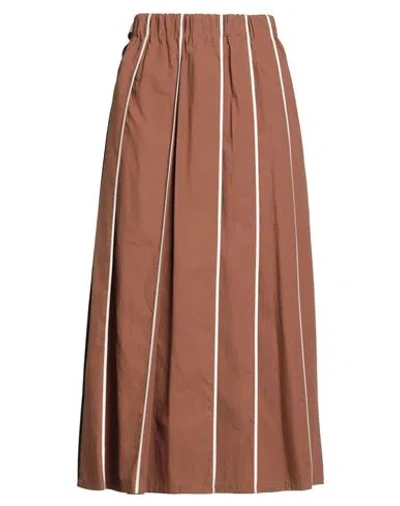 Alysi Crème Woman Midi Skirt Brown Size 4 Cotton