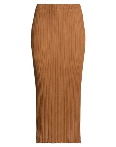 Alysi Crème Woman Midi Skirt Camel Size M Cotton, Polyamide In Brown