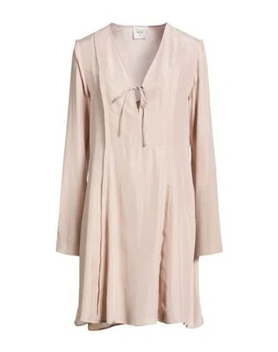 Alysi Crème Woman Mini Dress Beige Size 8 Silk In Neutral