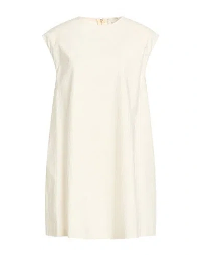 Alysi Crème Woman Mini Dress Ivory Size 8 Cotton, Viscose, Elastane In Neutral