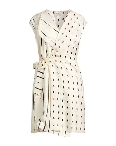 Alysi Crème Woman Mini Dress Ivory Size 8 Silk In White