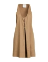 Alysi Crème Woman Mini Dress Khaki Size 6 Linen, Viscose, Elastane In Brown
