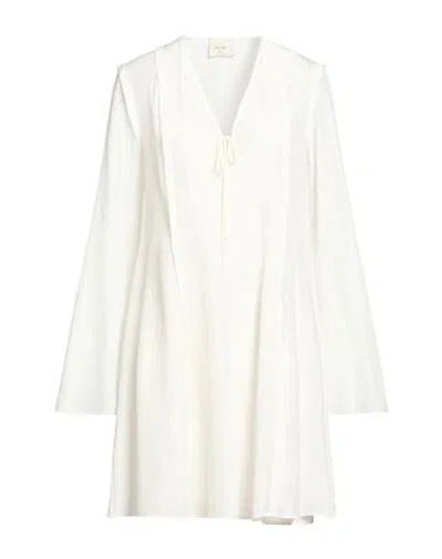 Alysi Crème Woman Mini Dress White Size 6 Silk
