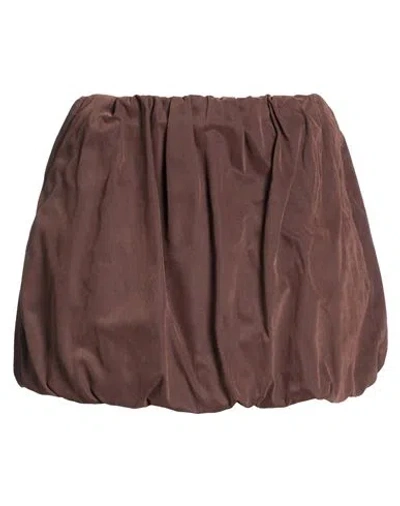 Alysi Crème Woman Mini Skirt Chocolate Brown Size 4 Polyester