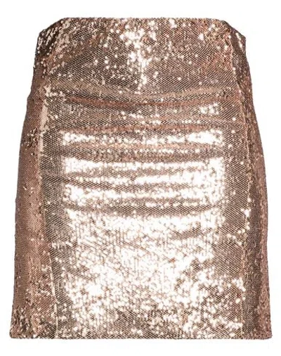 Alysi Crème Woman Mini Skirt Copper Size 8 Polyester In Gold