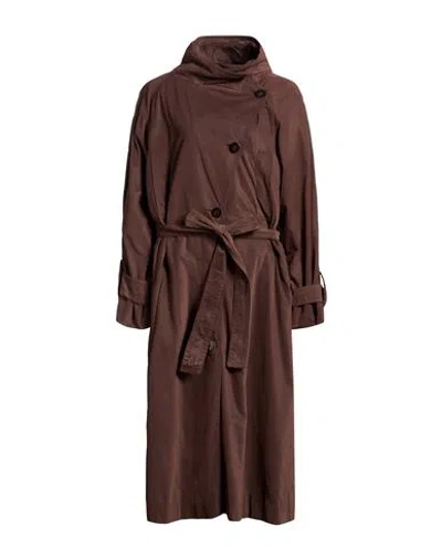 Alysi Crème Woman Overcoat & Trench Coat Chocolate Brown Size 8 Polyester