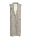 Shop Alysi Crème Woman Overcoat & Trench Coat Grey Size 6 Viscose, Virgin Wool, Wool