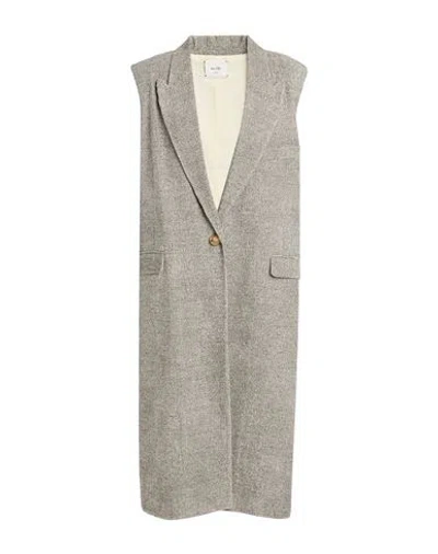 Alysi Crème Woman Overcoat & Trench Coat Grey Size 6 Viscose, Virgin Wool, Wool