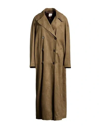 Alysi Crème Woman Overcoat & Trench Coat Military Green Size 6 Polyester, Elastane In Brown