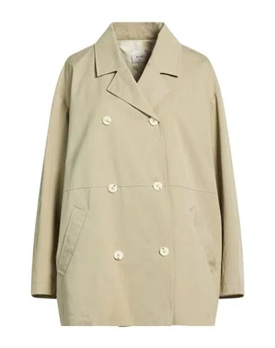 Alysi Crème Woman Overcoat & Trench Coat Sage Green Size 4 Cotton