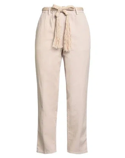 Alysi Crème Woman Pants Beige Size 29 Cotton In Neutral