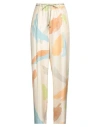 Alysi Crème Woman Pants Beige Size 8 Silk