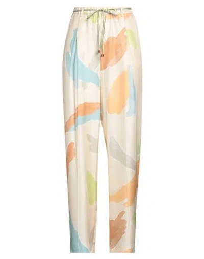 Alysi Crème Woman Pants Beige Size 8 Silk In Beige