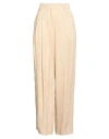Alysi Woman Pants Sand Size 8 Cotton, Virgin Wool, Viscose, Acetate, Polyester In Neutral