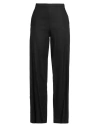 Alysi Crème Woman Pants Black Size 6 Linen, Viscose, Elastane