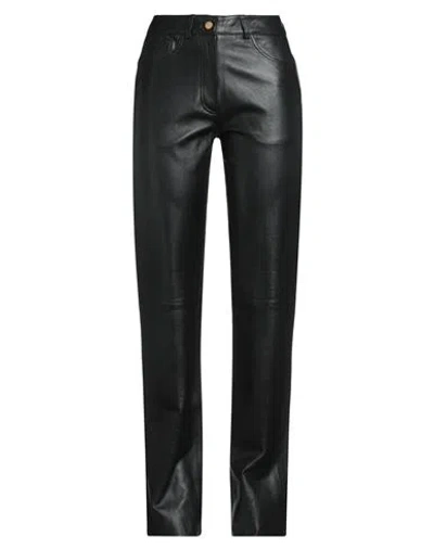 Alysi Crème Woman Pants Black Size 8 Leather