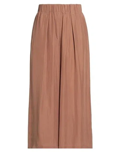 Alysi Crème Woman Pants Brown Size 6 Silk