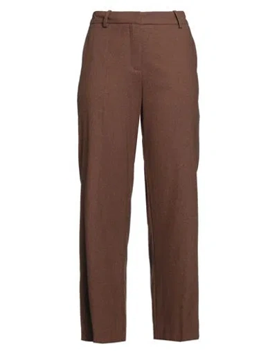 Alysi Crème Woman Pants Brown Size 8 Viscose, Polyester, Wool, Elastane