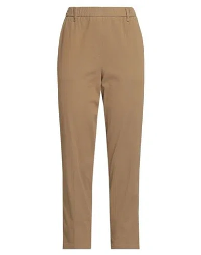 Alysi Crème Woman Pants Camel Size 31 Cotton, Elastane In Brown
