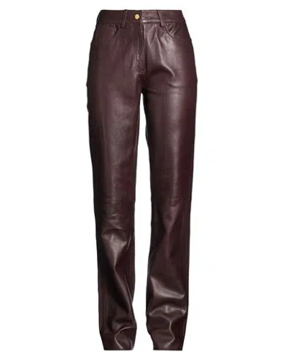 Alysi Crème Woman Pants Dark Brown Size 2 Leather