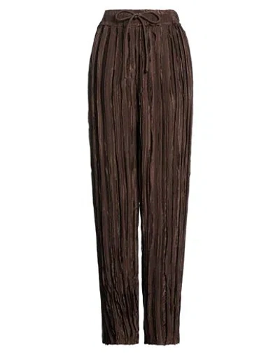 Alysi Crème Woman Pants Dark Brown Size 4 Viscose