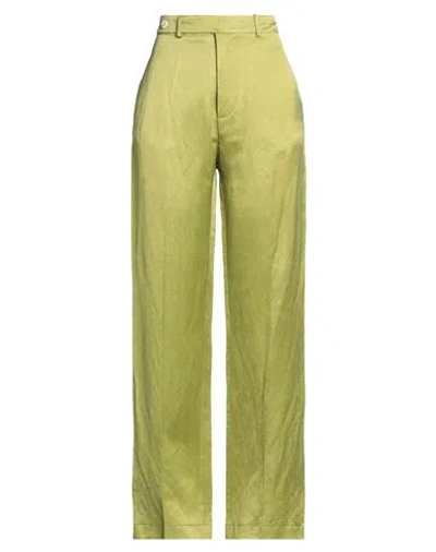 Alysi Crème Woman Pants Green Size 4 Linen, Cupro