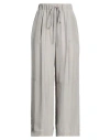 Alysi Crème Woman Pants Grey Size 2 Silk In Gray