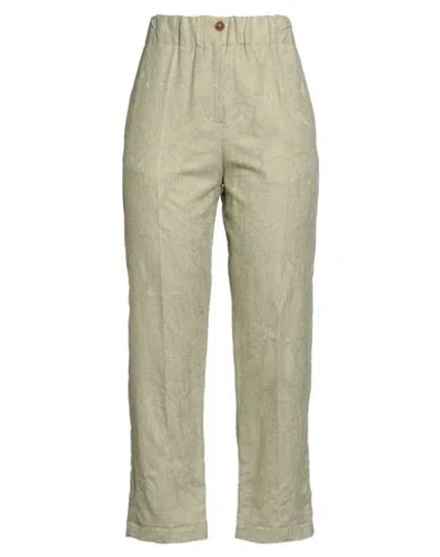 Alysi Crème Woman Pants Light Green Size 2 Cotton, Linen
