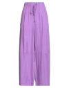 Alysi Crème Woman Pants Mauve Size 8 Silk In Purple
