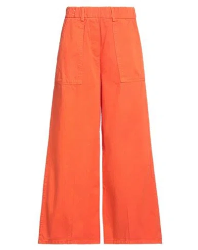 Alysi Crème Woman Pants Orange Size 31 Cotton