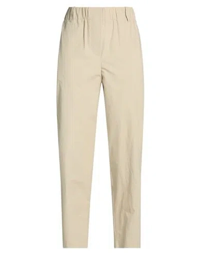 Alysi Crème Woman Pants Sage Green Size 8 Cotton In Neutral