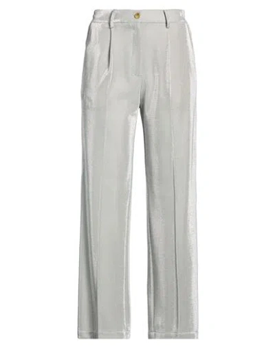 Alysi Crème Woman Pants Silver Size 6 Cotton, Polyester In Gray