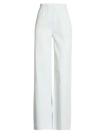 Alysi Crème Woman Pants Sky Blue Size 8 Cotton, Silk In White
