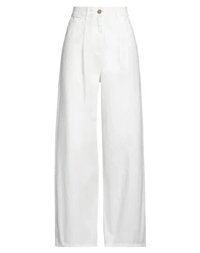 Alysi Crème Woman Pants White Size 29 Cotton
