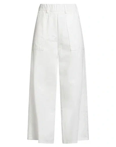Alysi Crème Woman Pants White Size 30 Cotton