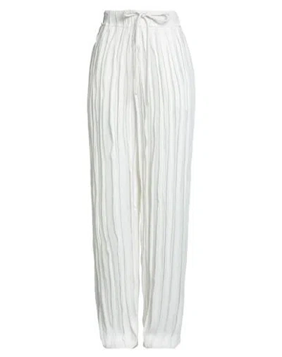 Alysi Crème Woman Pants White Size 4 Viscose