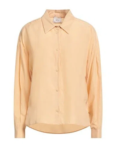 Alysi Crème Woman Shirt Apricot Size 6 Silk In Orange