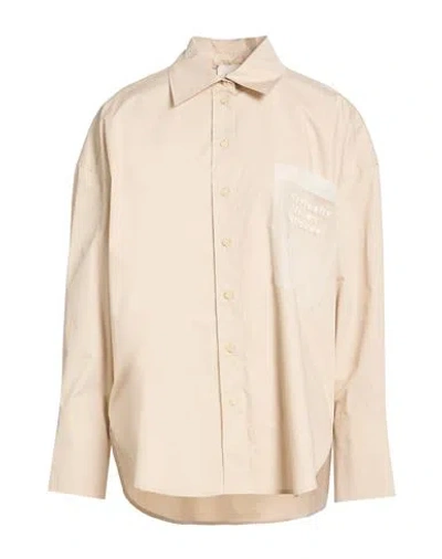 Alysi Crème Woman Shirt Beige Size 8 Cotton, Silk In Neutral