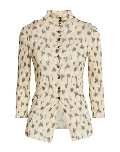 Alysi Crème Woman Shirt Beige Size 8 Modal, Wool In Neutral