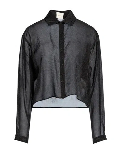 Alysi Crème Woman Shirt Black Size 6 Cupro, Polyamide